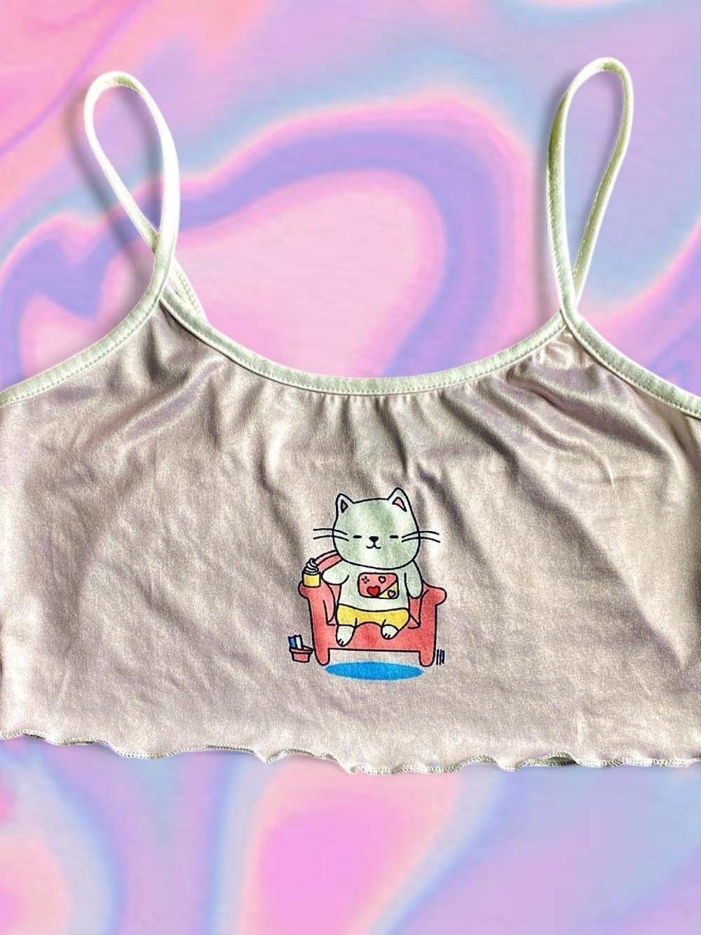 Pink and White Crop Top